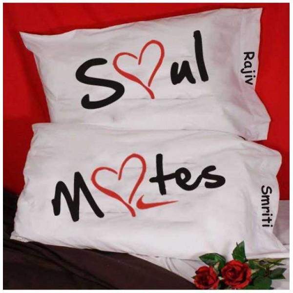 Special Valentines Soul Mates Personalized Couple Pillows